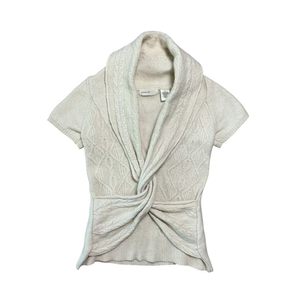 Sleeping on Snow Cream Cable Knit Twist Front Sweater XS